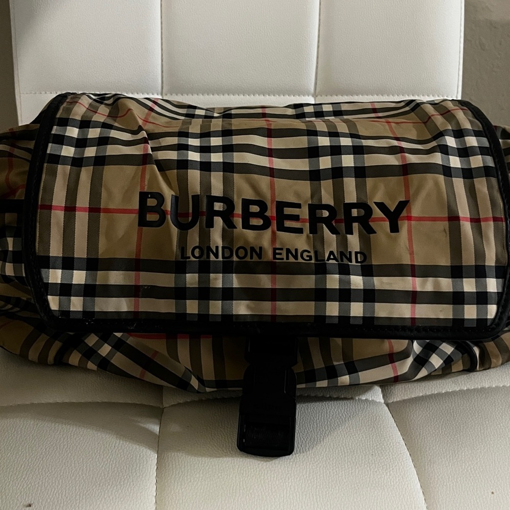 Burberry Beige and Black Check Messenger Bag
